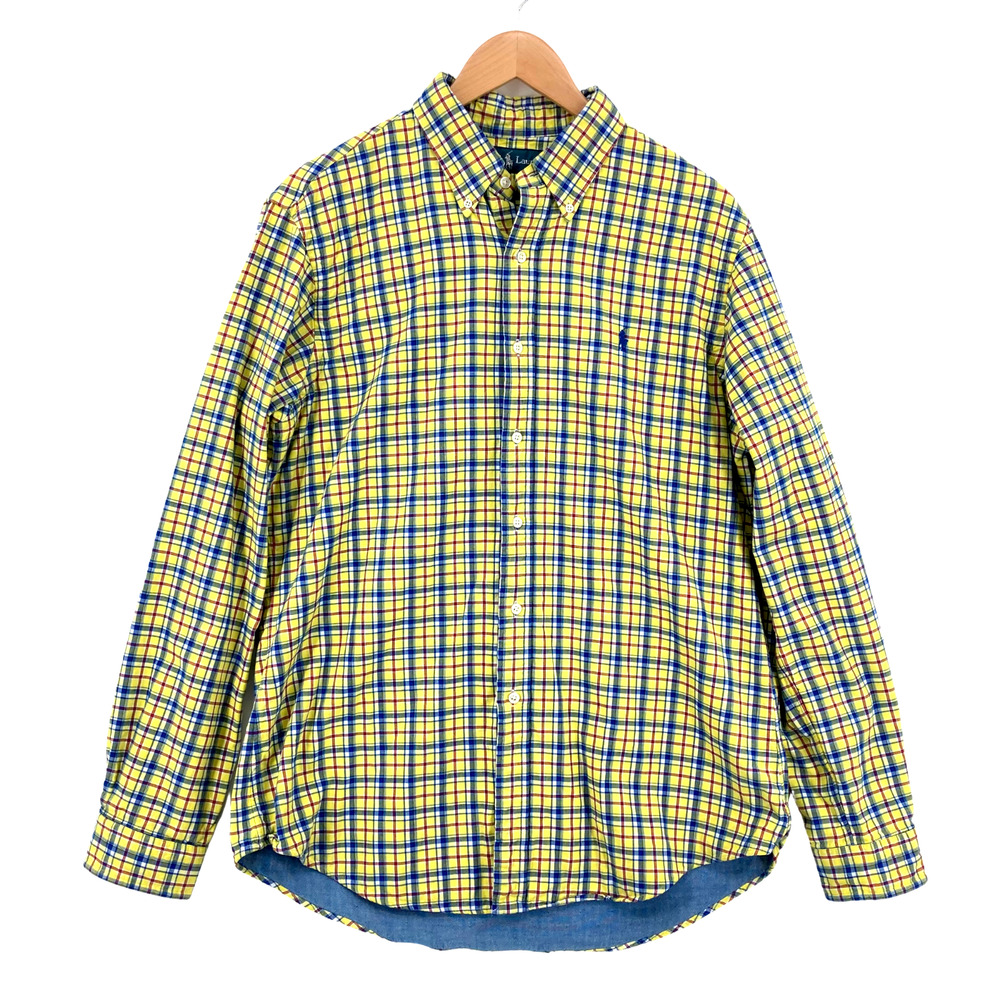 Ralph Lauren Button Down Shirt Large Cotton Chambray Lined Warm Vintage
